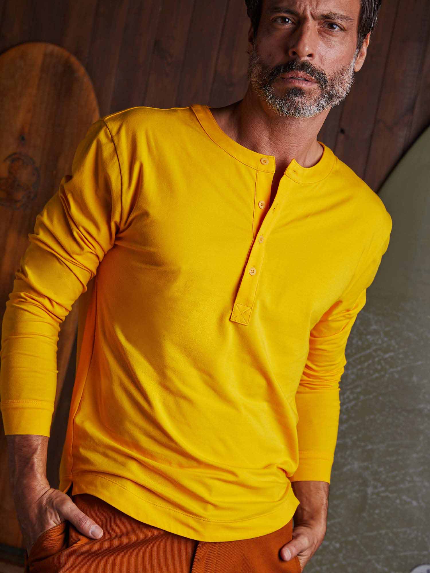 Buffed Cotton Long-Sleeve Henley