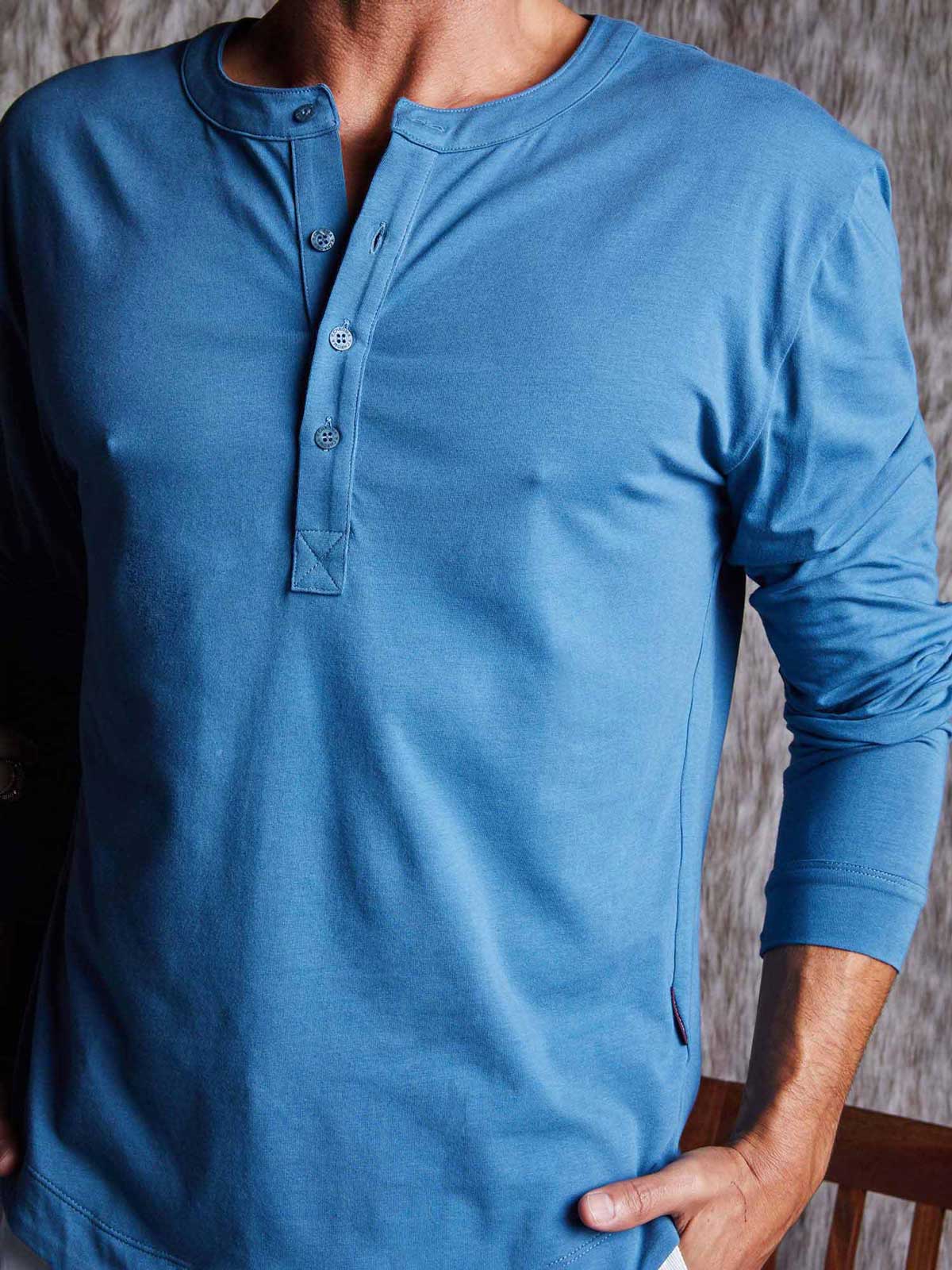 Buffed Cotton Long-Sleeve Henley