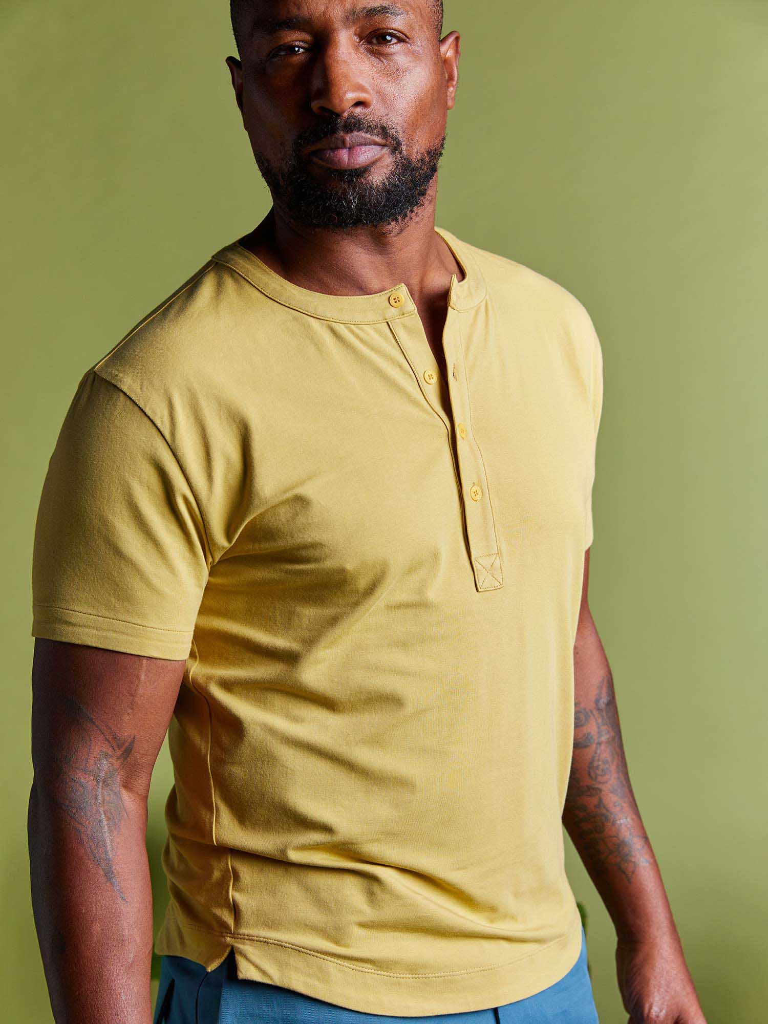 Buffed Cotton Short-Sleeve Henley