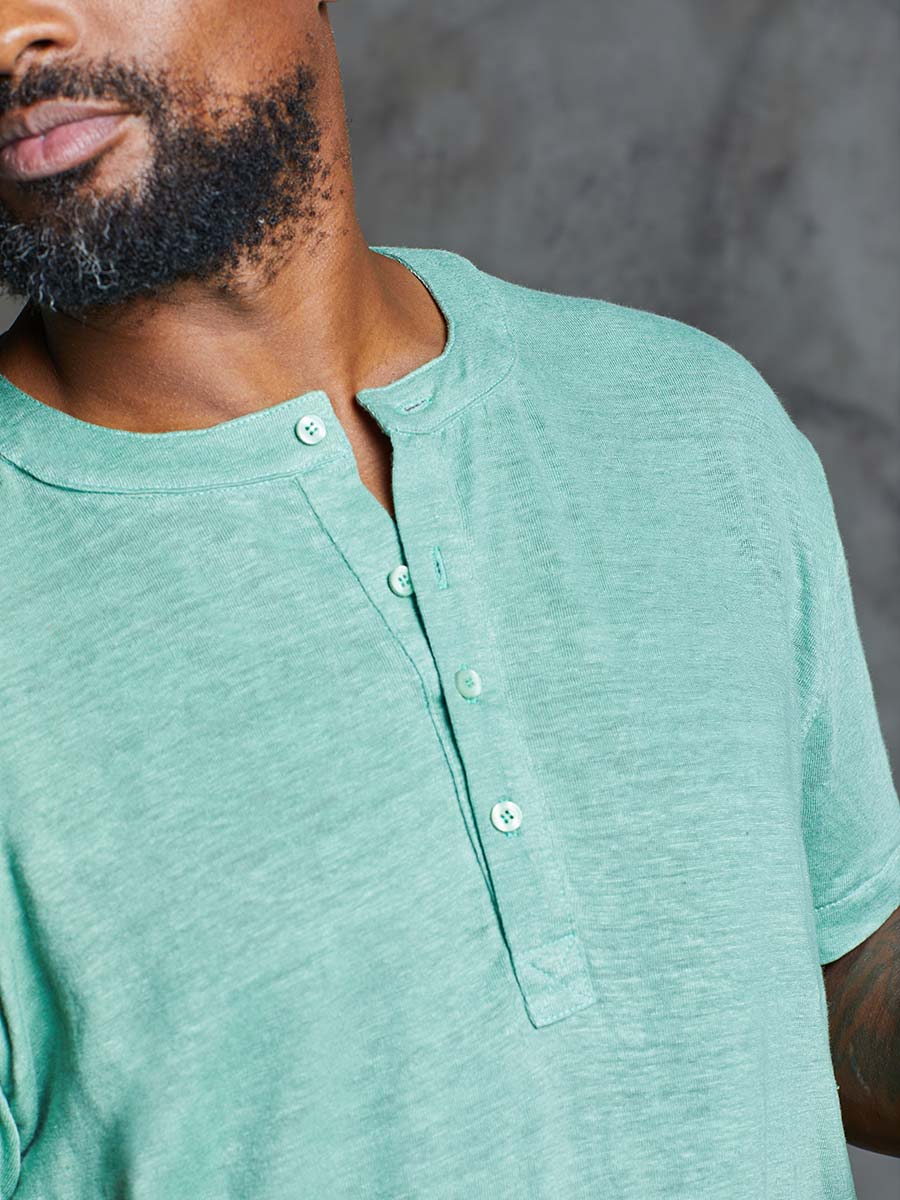 Greek Linen Short-Sleeve Henley