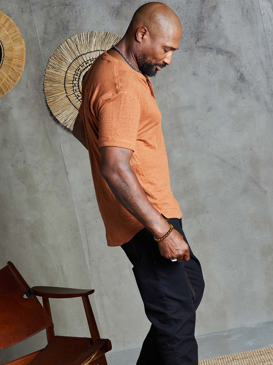 Greek Linen Short-Sleeve Henley