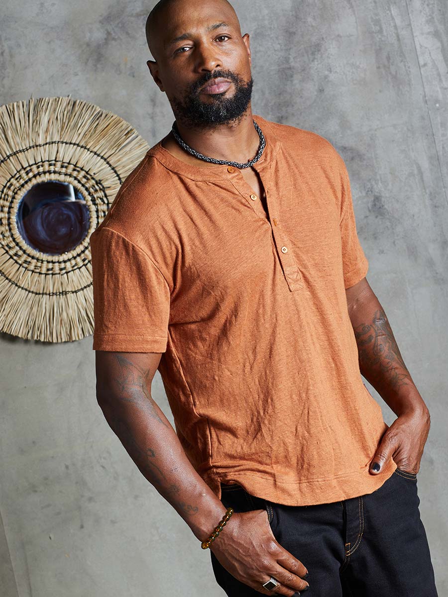 Greek Linen Short-Sleeve Henley