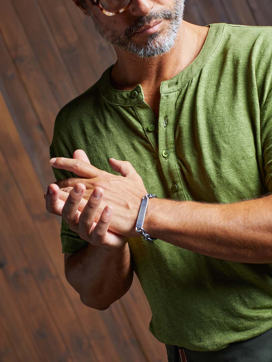 Greek Linen Short-Sleeve Henley