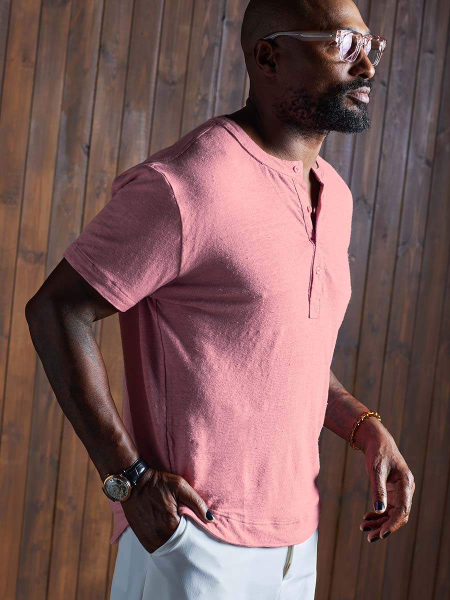 Greek Linen Short-Sleeve Henley