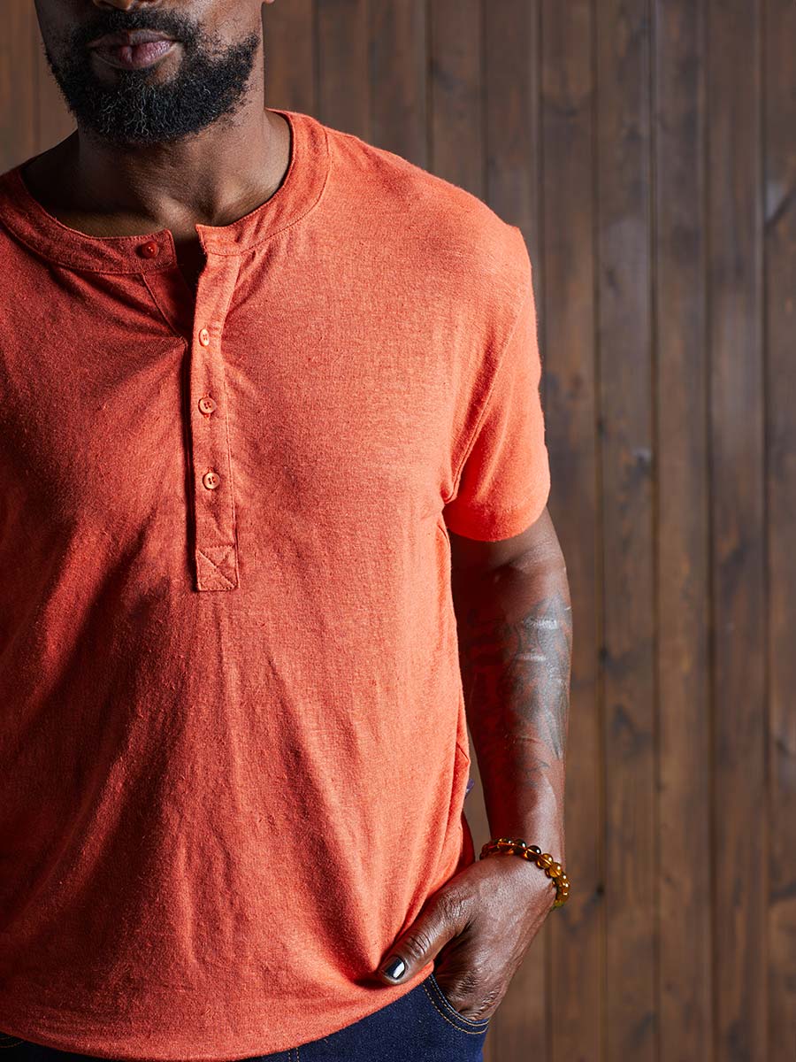 Greek Linen Short-Sleeve Henley