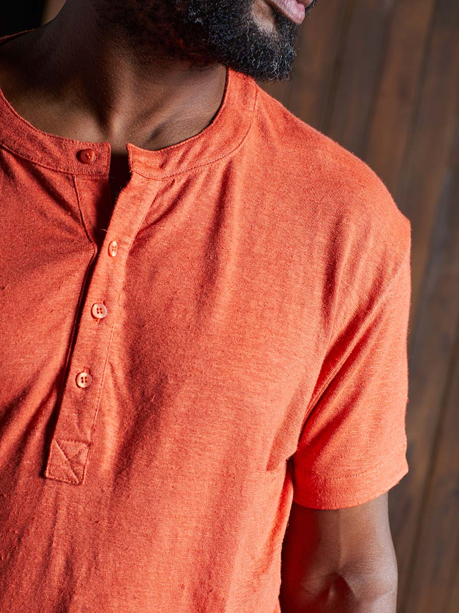 Greek Linen Short-Sleeve Henley