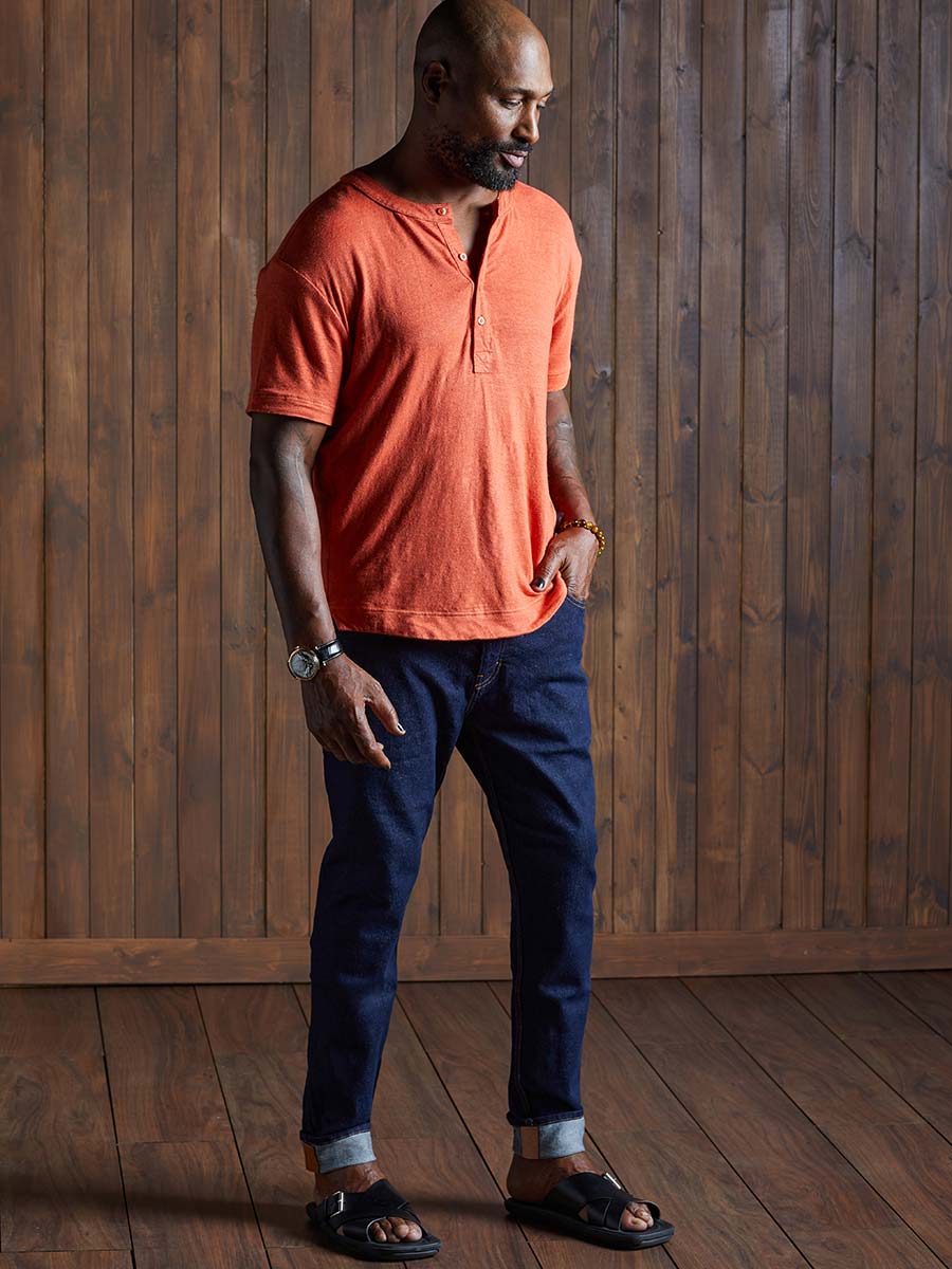 Greek Linen Short-Sleeve Henley