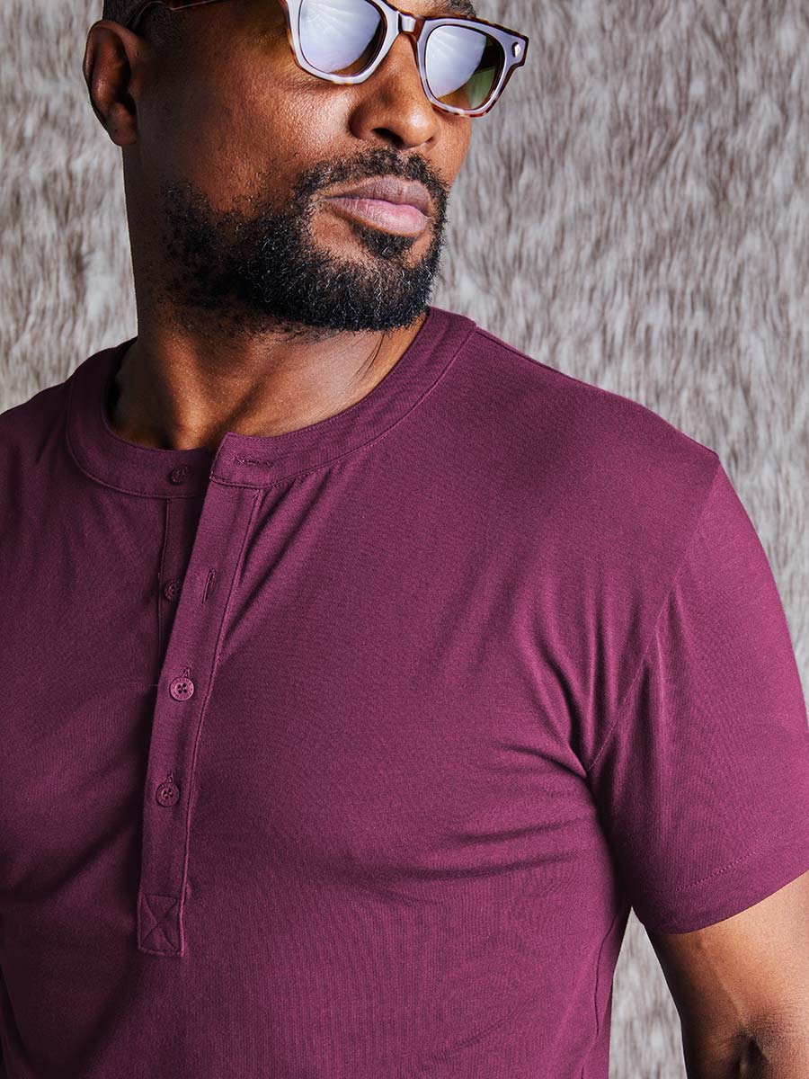 Buffed Cotton Short-Sleeve Henley